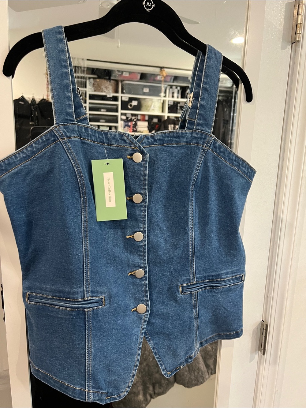 Women’s Denim Button-Front Vest- Blue